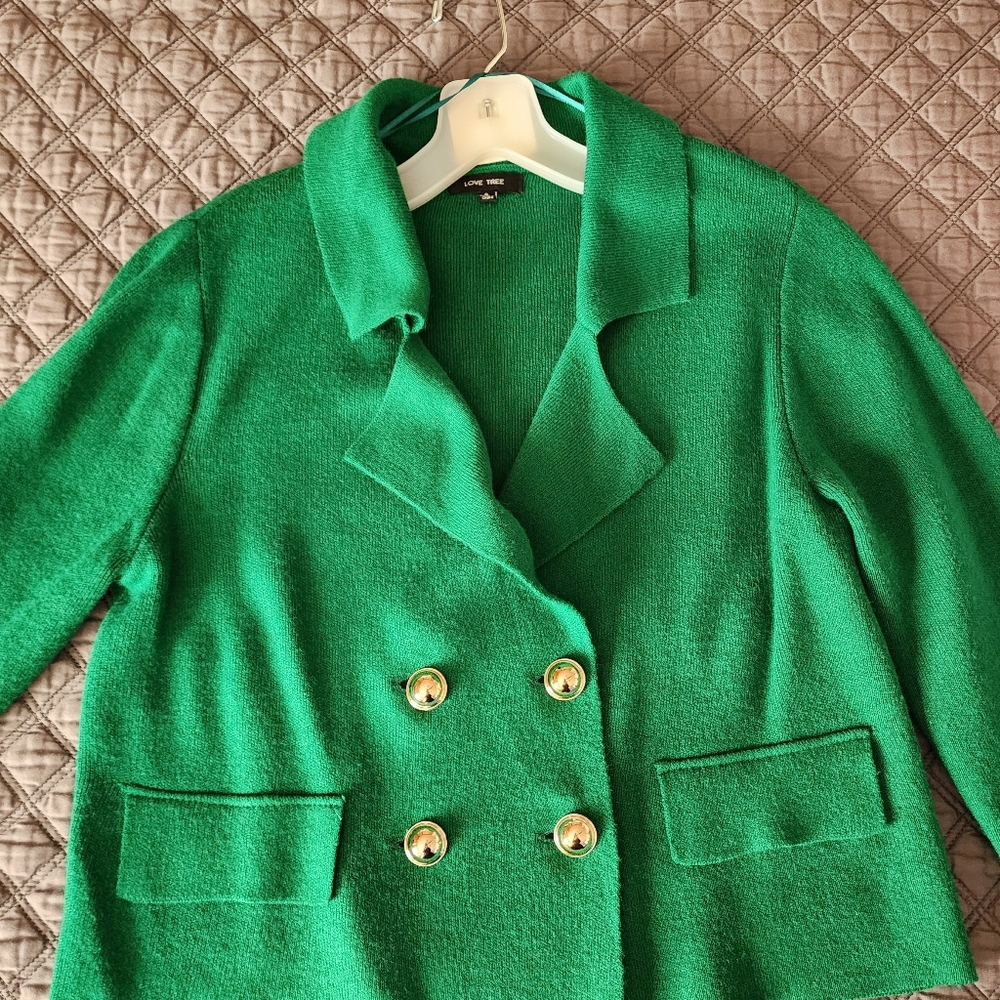 LADY JACKET STYLE CARDIGAN GOLDTONE BUTTONS SIZE S